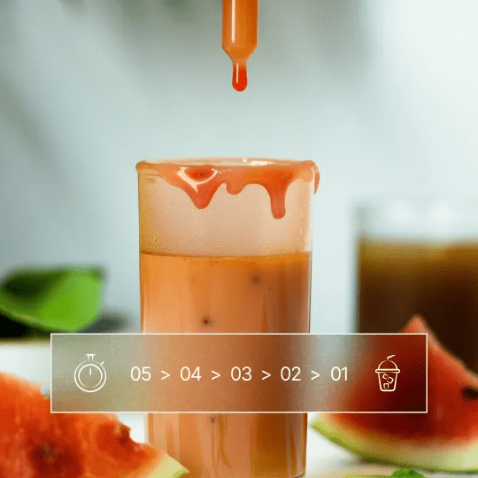 Dropper mixing product into a glass