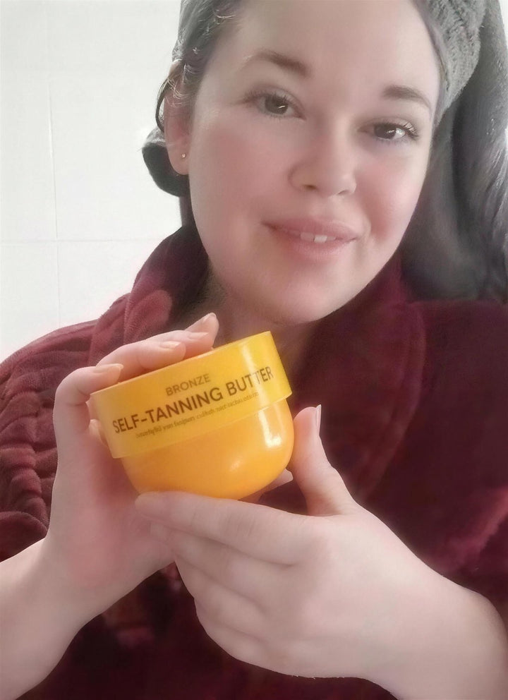 Illustrative image: a woman holding the jar after a shower (not the reviewer)